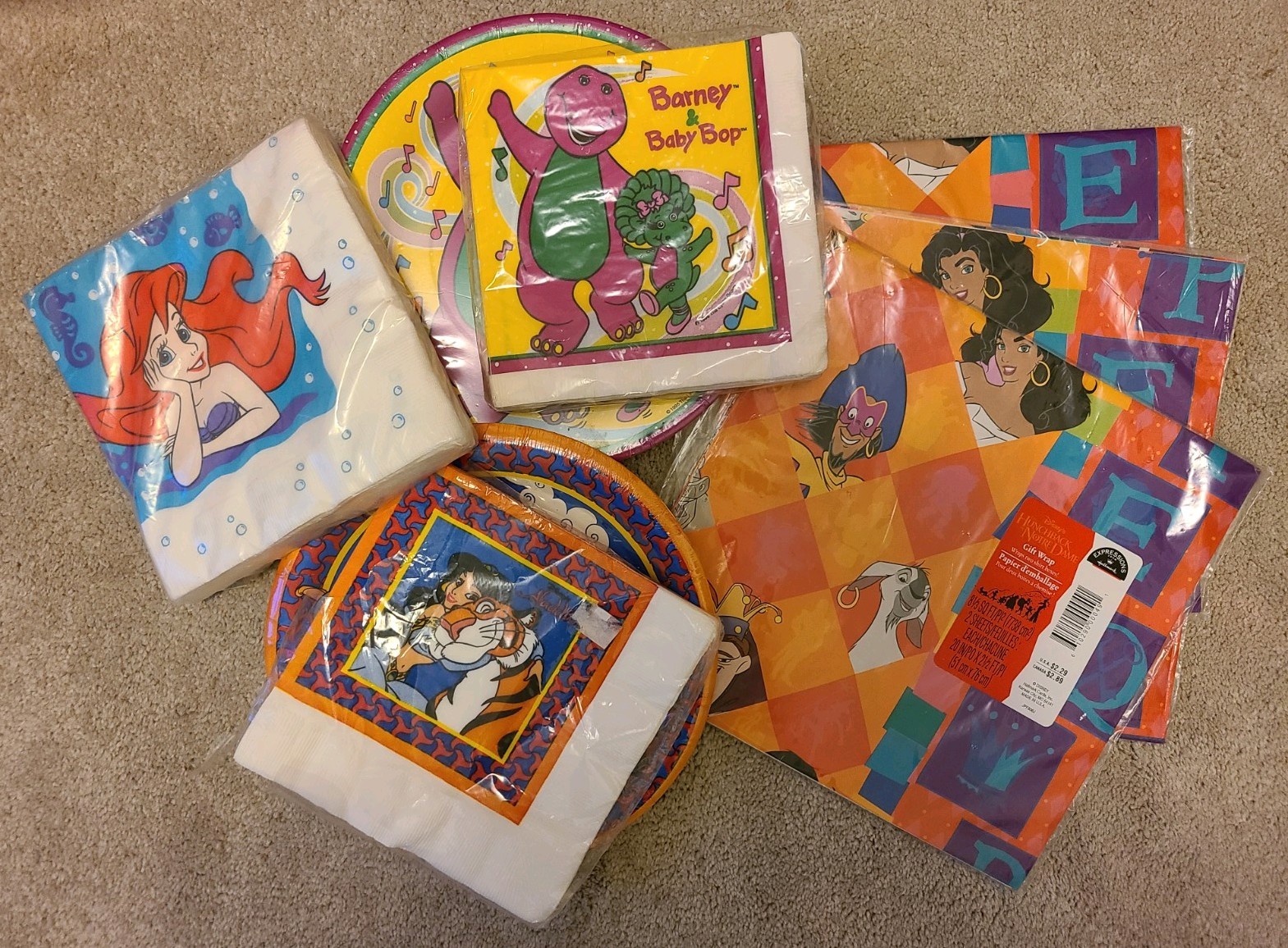 Retro 90s Lot Party Supplies Plates Napkins Wrapping Paper Ariel Barney Jasmine