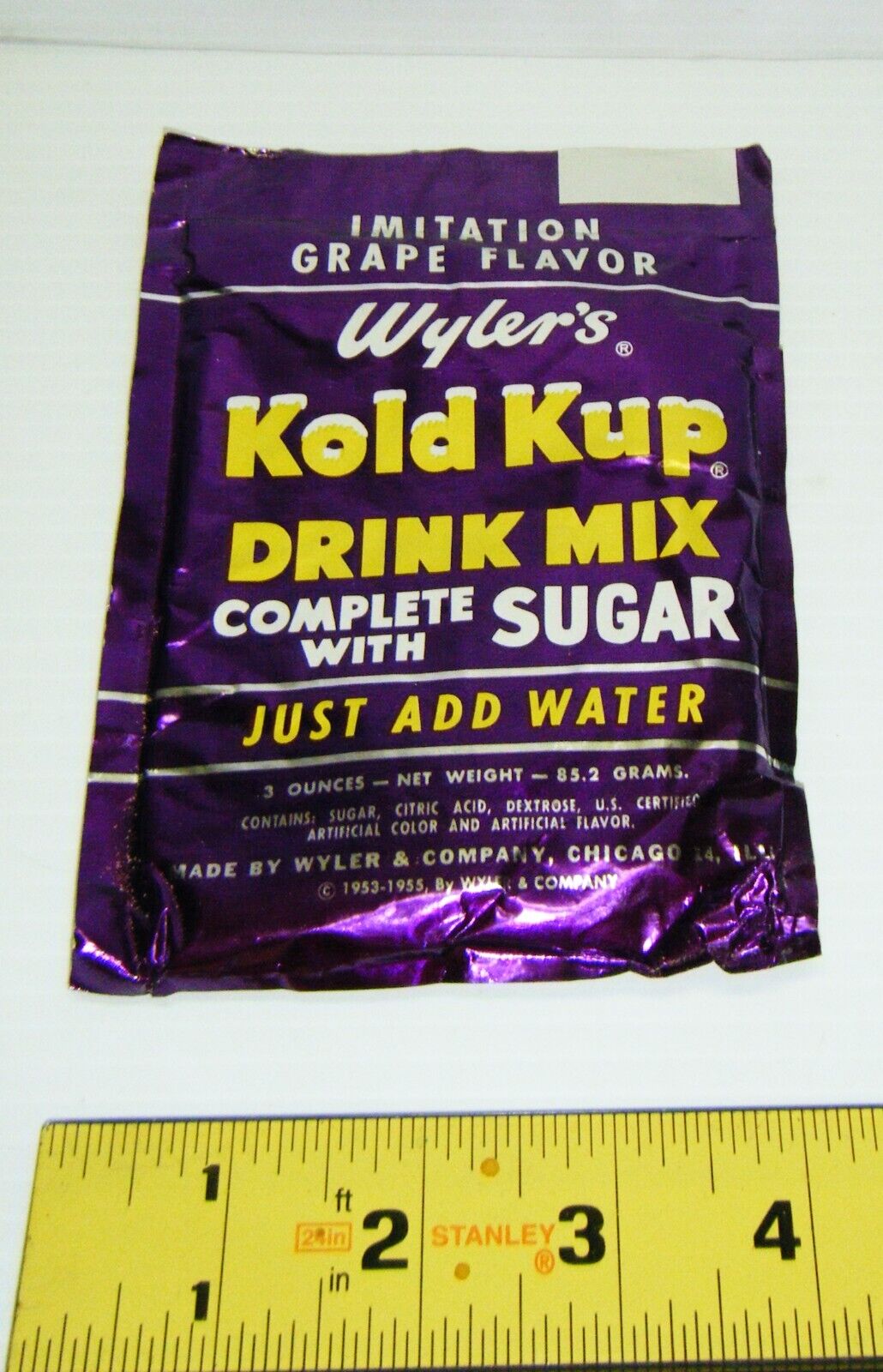 Vintage 1953-1955 Wyler’s Kold Kup Grape Flavor Drink Mix Sealed Foil Packet