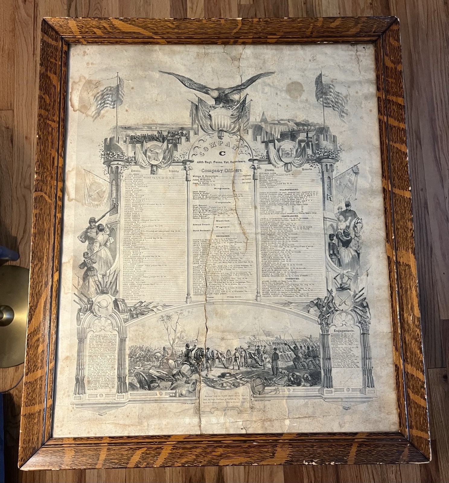 ANTIQUE CIVIL WAR SOLDIERS MEMORIAL LITHOGRAPH