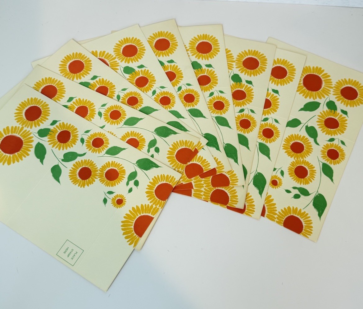 Retro 70s Style Sunflower Greeting Cards Lot Orange Yellow Floral Blank Cards