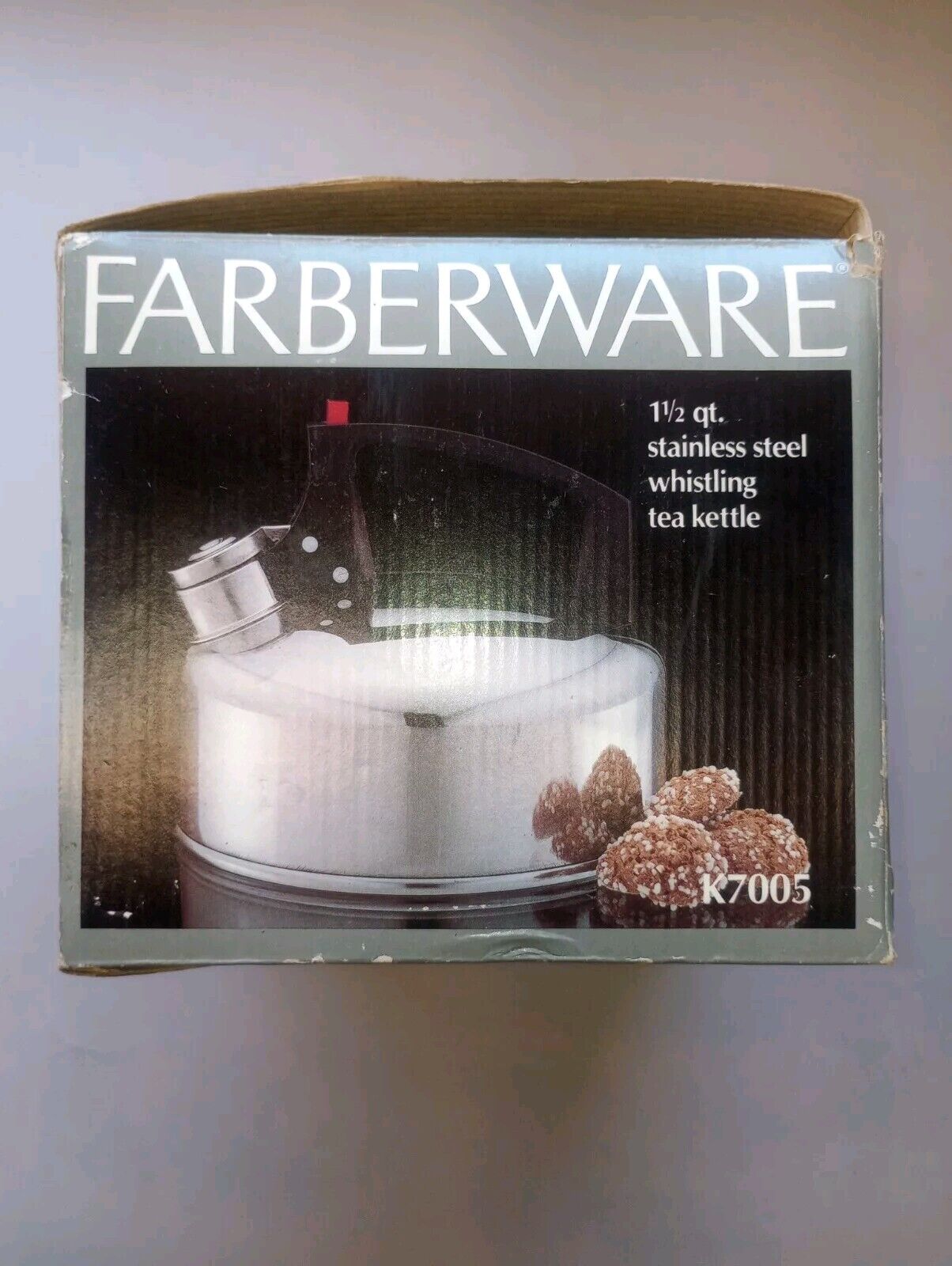 Vintage 1989 Farberware 1 1/2 Qt Stainless Whistling Tea Kettle NOS Model K7005