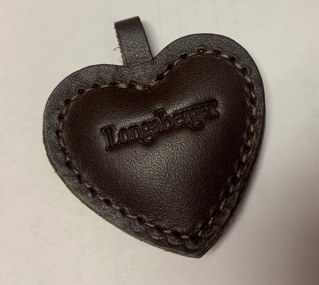 Longaberger Collectors Club Signature Leather Heart Fob Charm NOS