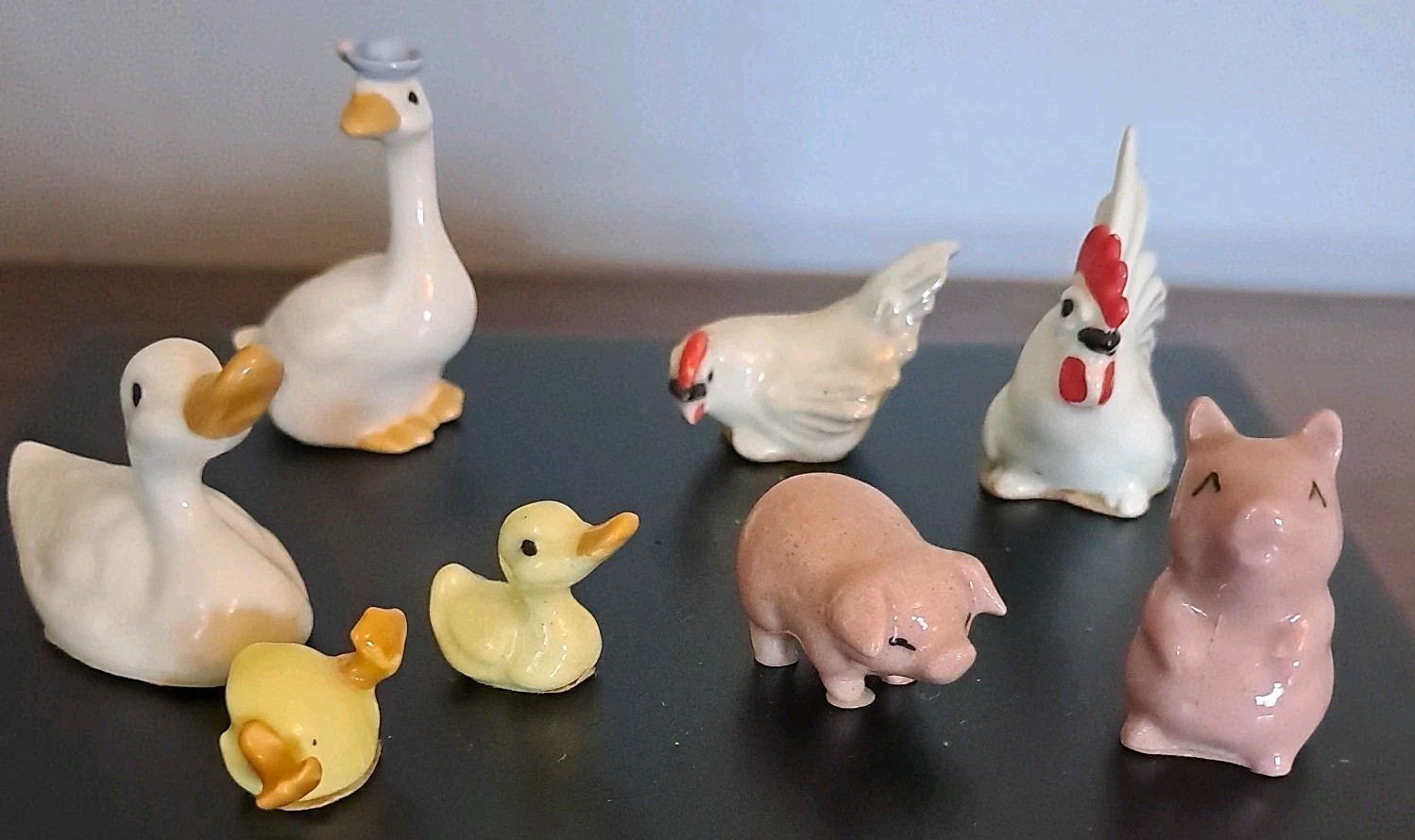 Lot Of 8 Hagen Renaker Farm Animals Goose Duck Pig Chicken