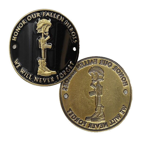 HONOR OUR FALLEN HEROES WE WILL NEVER FORGET HIKING STICK CHALLENGE COIN