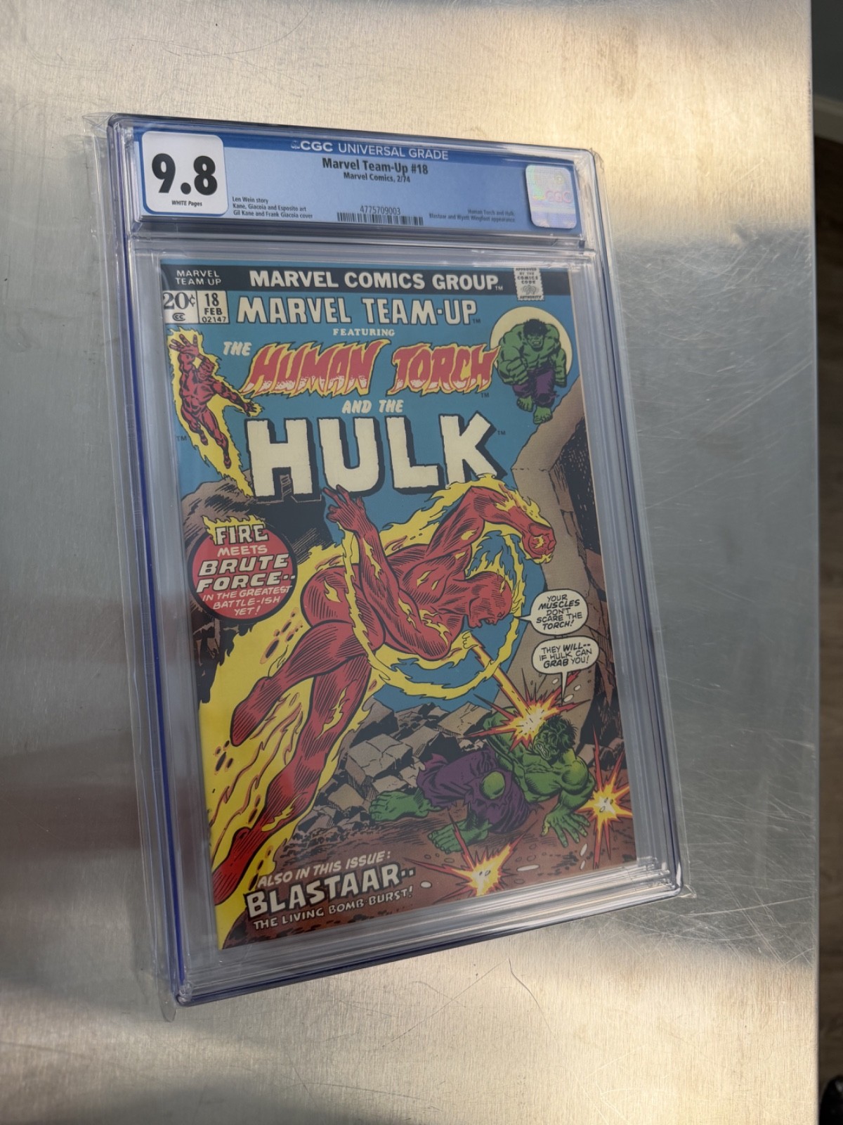 Marvel Team-Up #18 CGC 9.8 White Pages NM/MT Human Torch vs. Hulk 1974 Marvel Team-Up #18 CGC 9.8 White Pages NM/MT Human Torch vs. Hulk 1974