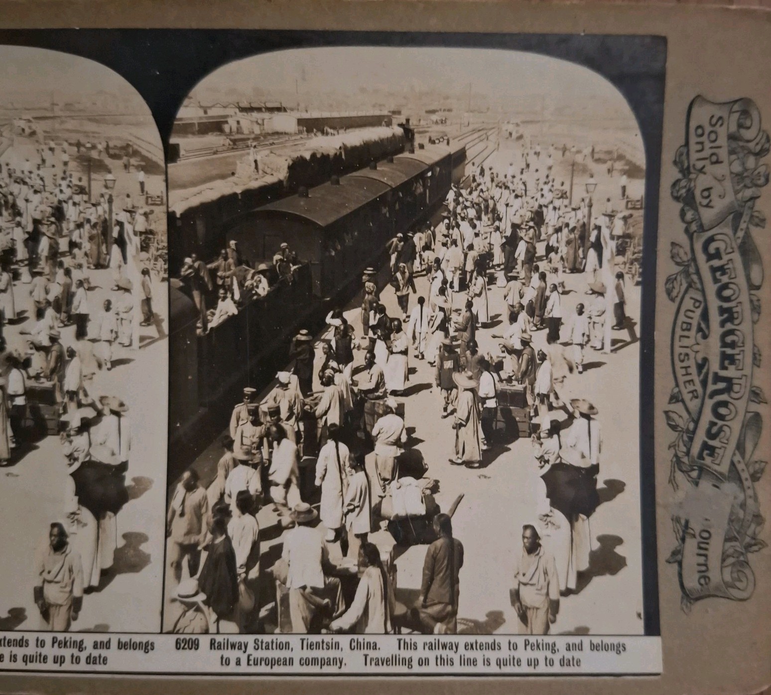 1900s Railway Station Tiensin China STEREOVIEW GEORGE ROSE