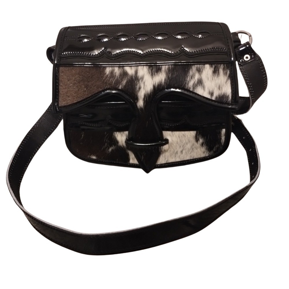 Vintage Pablo Escobar Stamped Patent Leather And Cow Hide  Crossbody Bag