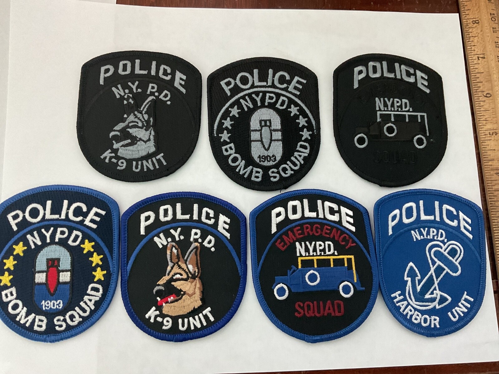 NYPD Police Special Unit collectable patch set Seven full size All New Low Price NYPD Police Special Unit collectable patch set Seven full size All New Low Price
