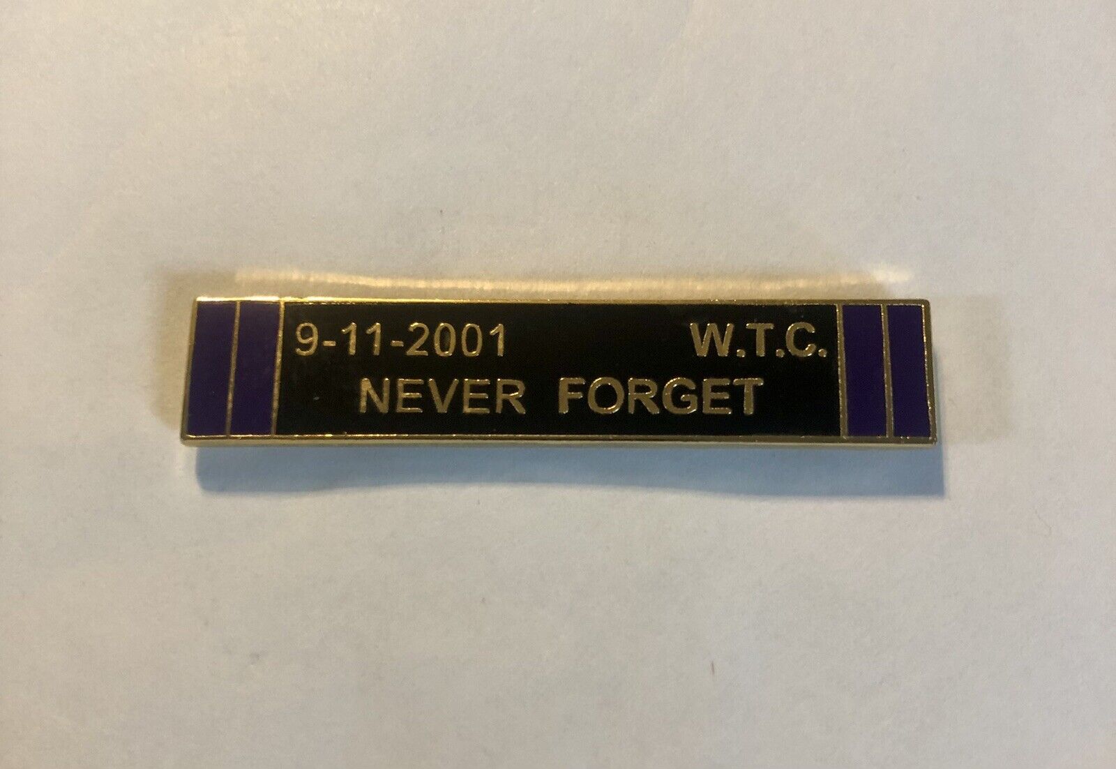 Uniform Citation Bar - 9-11 Never Forget Purple Bar Lapel Pin