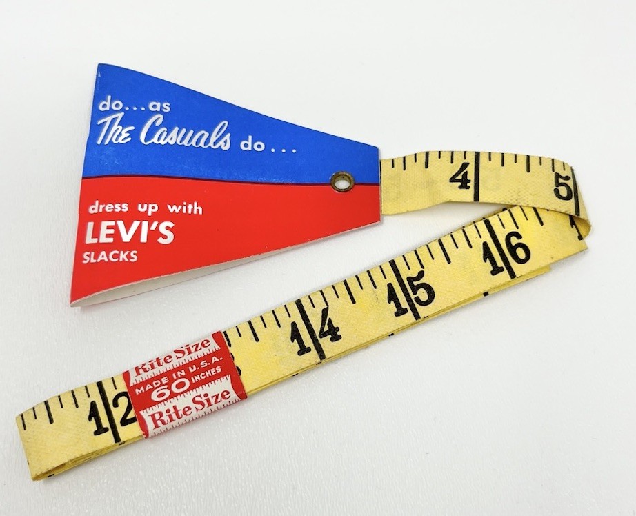 Vintage Levi’s Slacks Rite Size 60” Advertising Cloth Tape Measure Fortel USA
