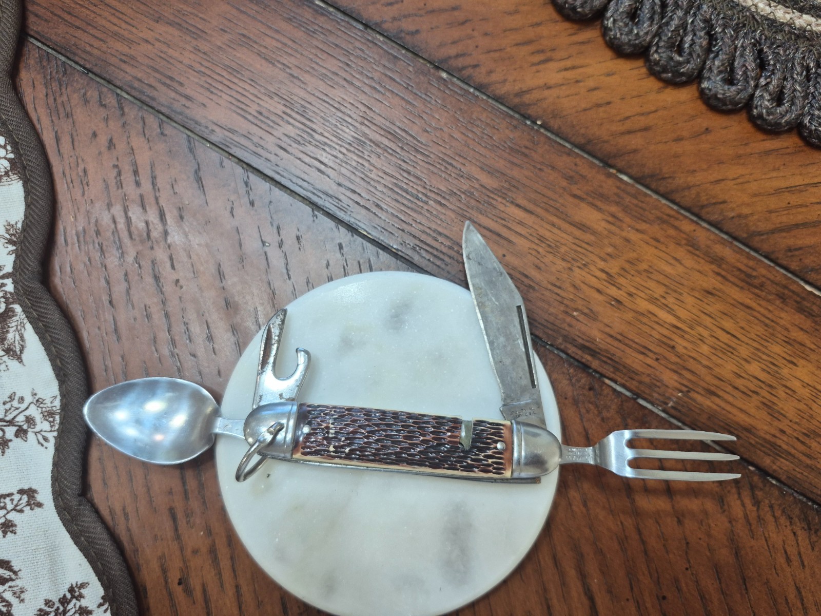 Vintage COLONIAL Prov USA Camp Knife Spoon Fork Opener Stainless