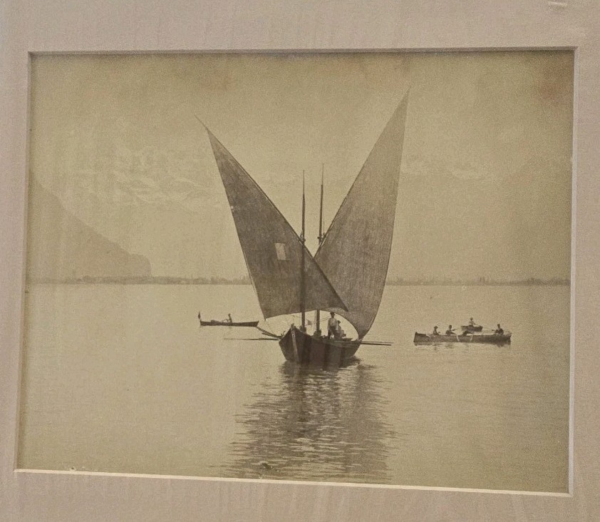 Vintage Charnaux Freres Style Lake Geneva Barque Photo Print 1890s Lac Leman