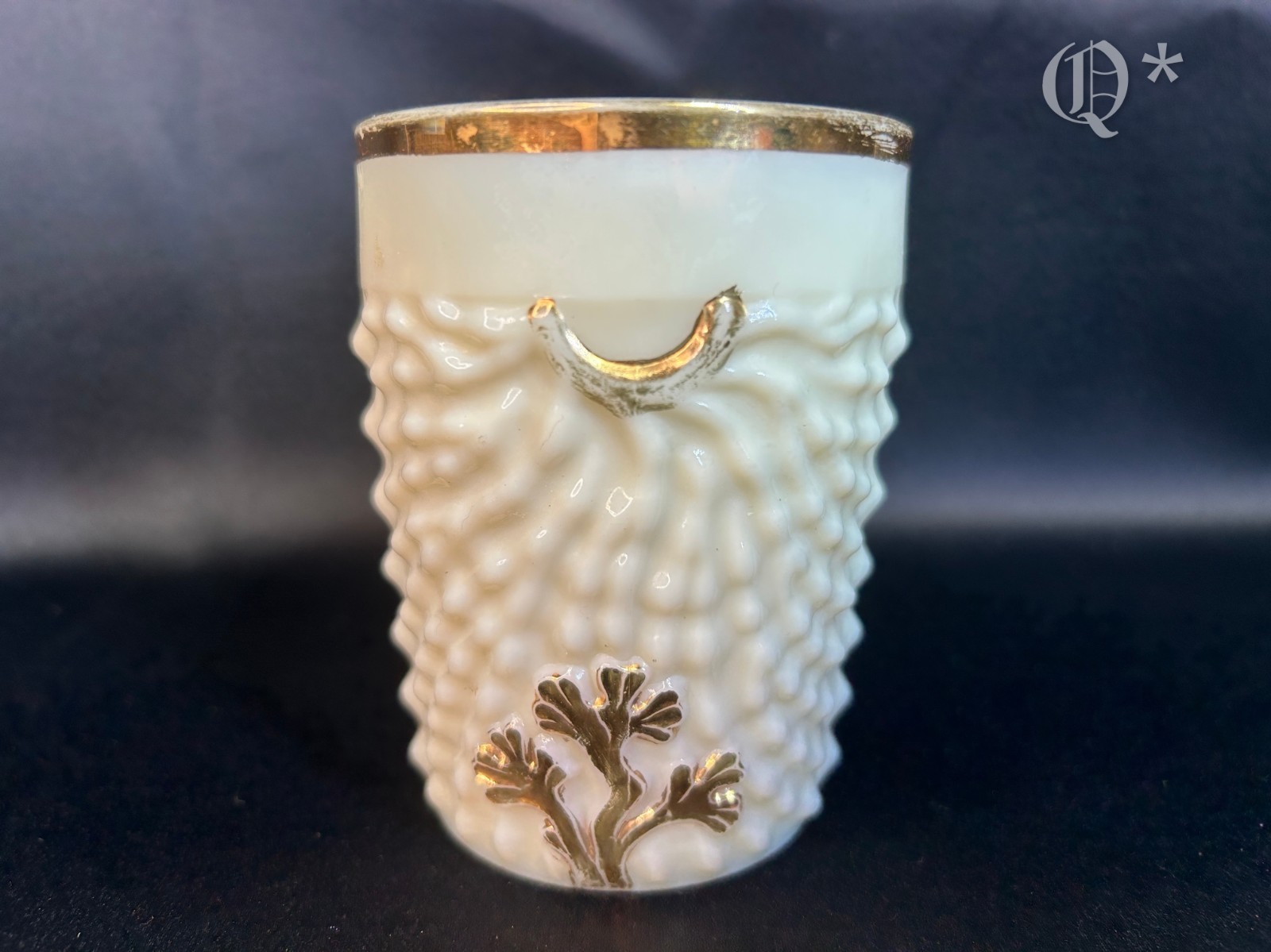 1890s Northwood Tumbler Glass-Argonaut Shell Nautilus Custard Gold 1890s Northwood Tumbler Glass-Argonaut Shell Nautilus Custard Gold