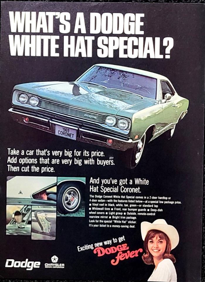 Dodge Coronet Original 1969 Vintage Print Ad Wall Art