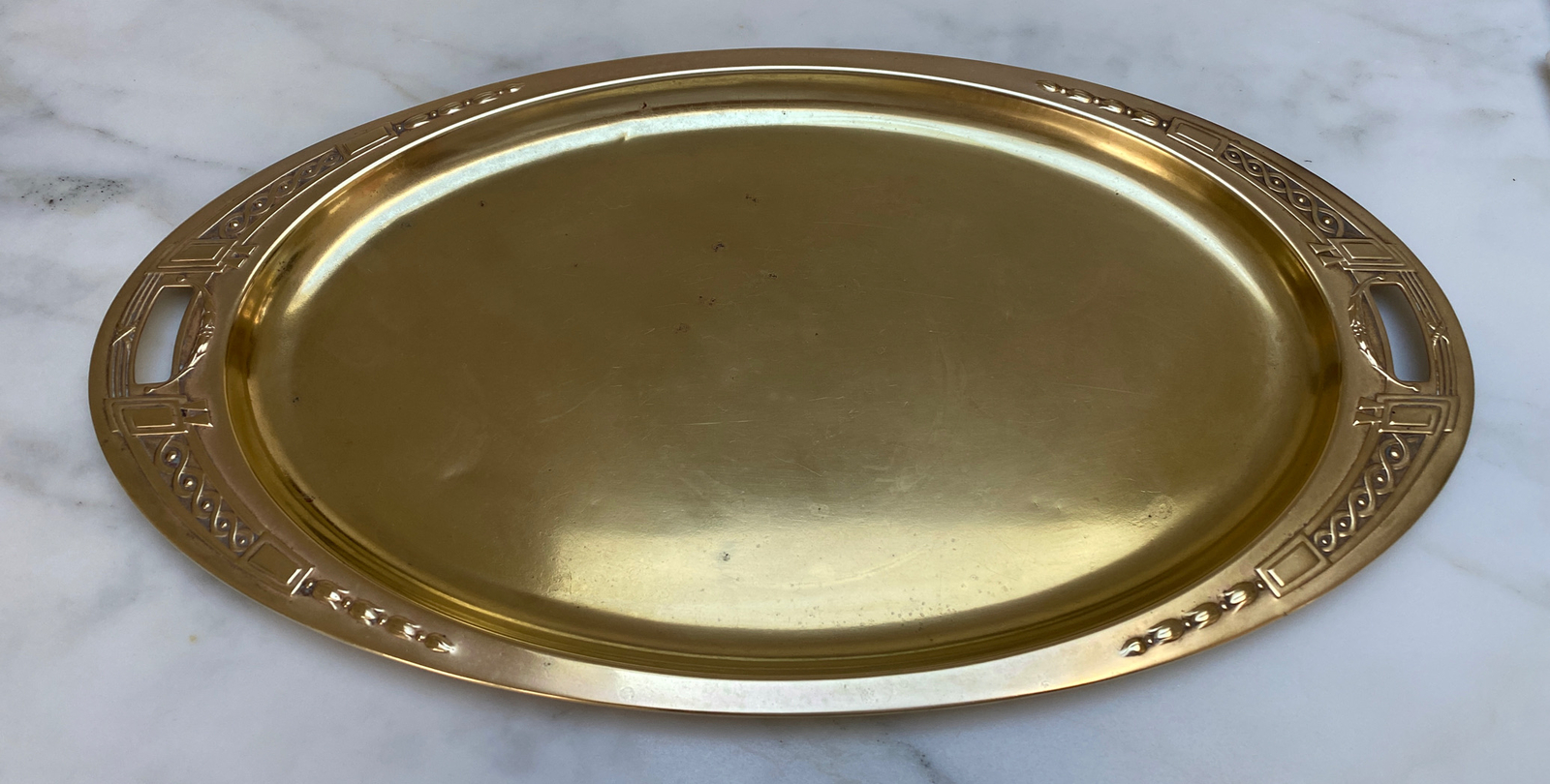 STUNNING ANTIQUE VINTAGE DECO-NOUVEAU BRASS TRAY 18” x 10”