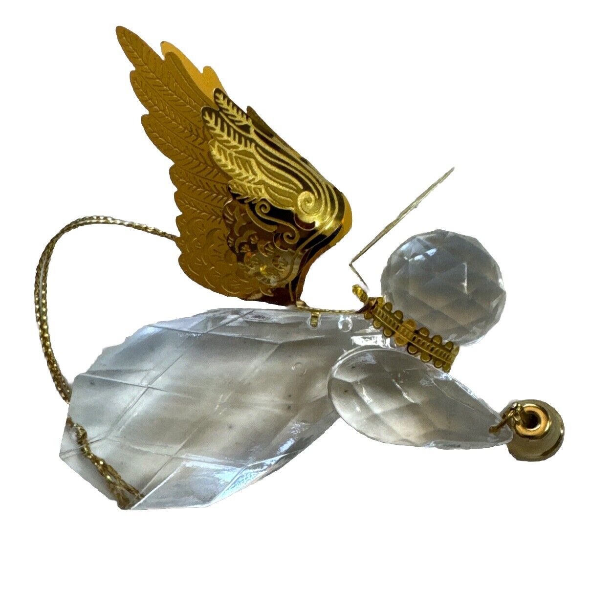 Angel Ornament With Gold Wings And Bell In Box 1994 Roman Inc Crystal Christmas