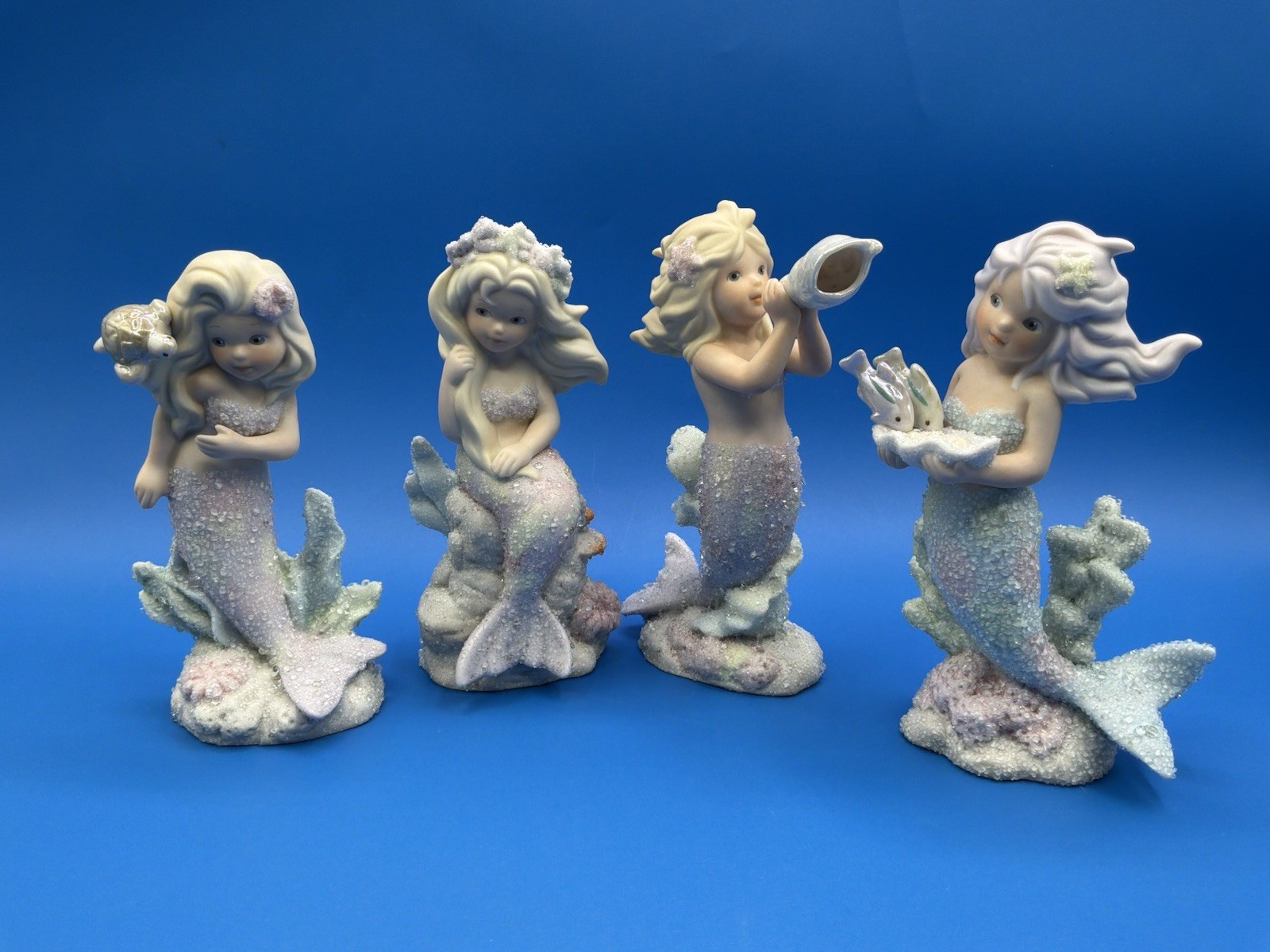 Ensco Coral Kingdom Mermaids Shelly,Aria,Athena & Sabrina Vintage Figurine Lot 4 Ensco Coral Kingdom Mermaids Shelly,Aria,Athena & Sabrina Vintage Figurine Lot 4