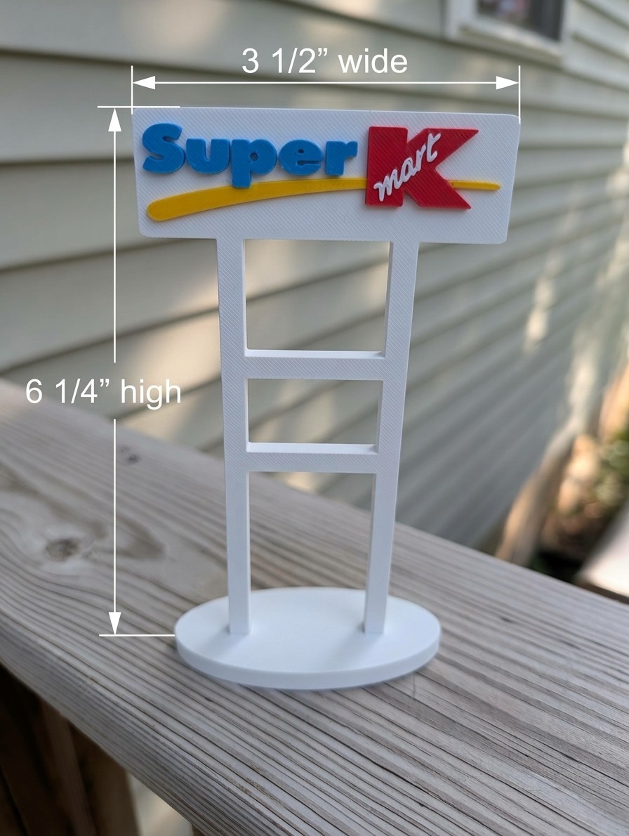 Vintage Super Kmart Store Sign Replica | 3D Printed Retro Store Decor