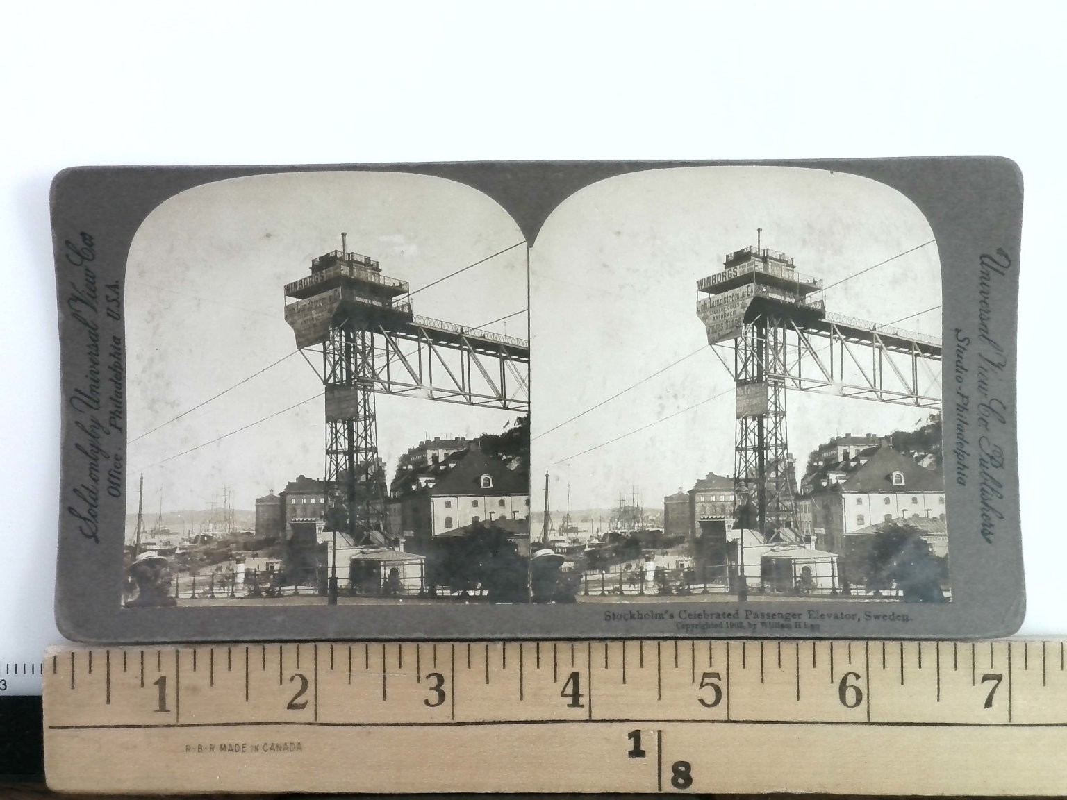 Stockholm Passenger Elevator Stereoview Universal View Co. 1908 Sweden Curved