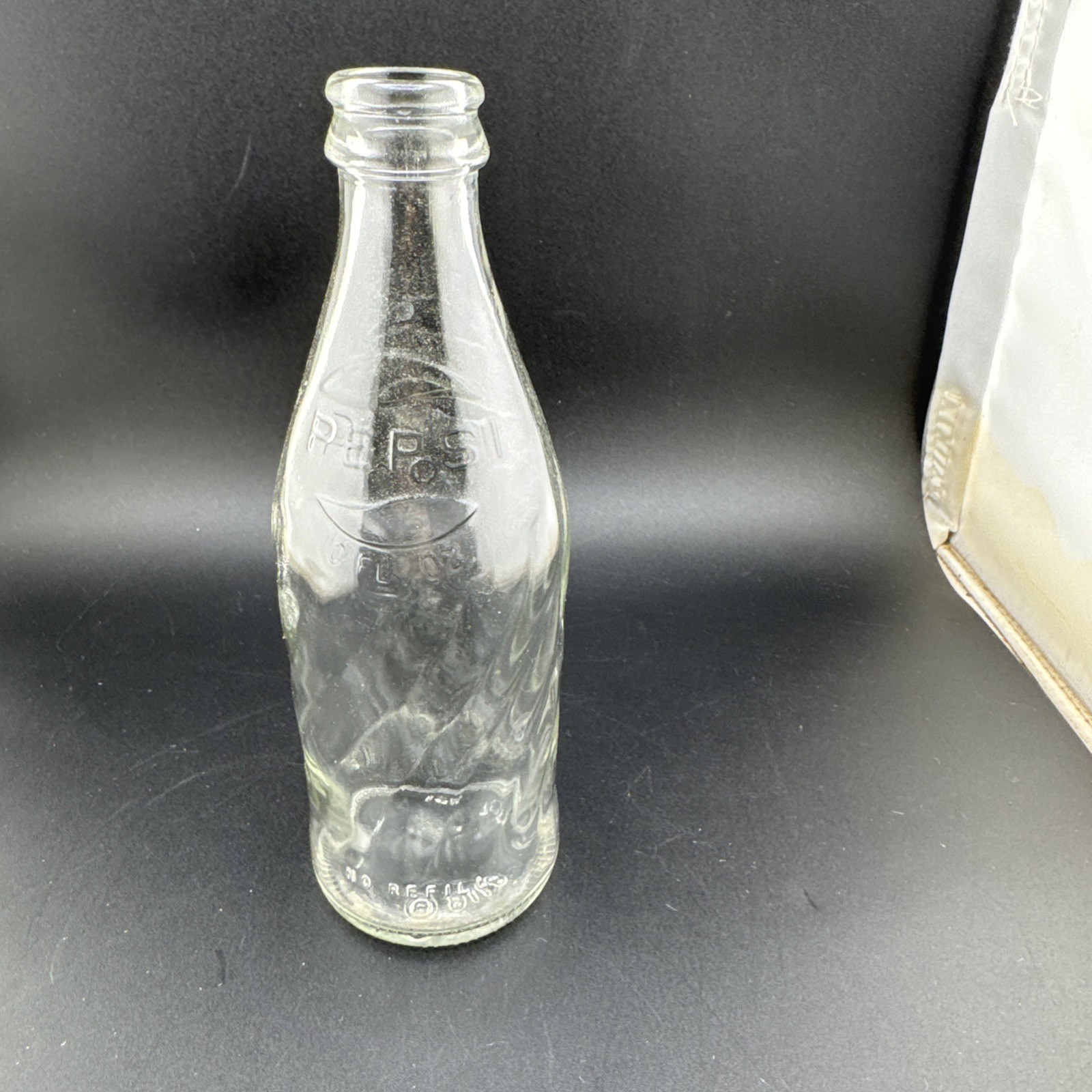 Vintage PEPSI COLA Swirled Embossed No Refill 10 Ounce Clear Glass Bottle📦