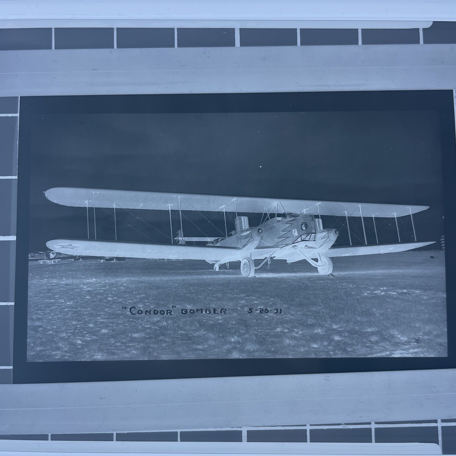 B-2 Condor Bomber Airplane Photo - Copy Negative RARE 1931 Americana AVIATION