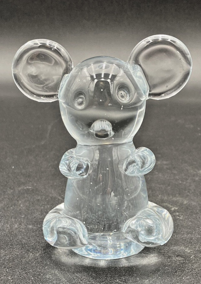 Vintage Clear Glass Koala Bear/Mouse Figurine, Paperweight, 4.5” Tall, Heavy