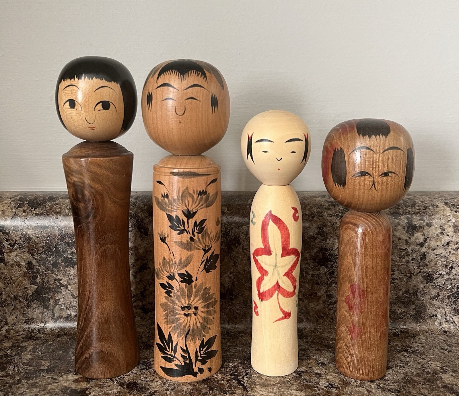 Set Of 4 Signed Kokeshi