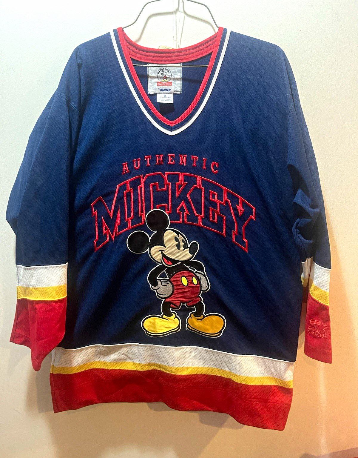 Vintage Starter Disney Mickey Mouse Hockey Jersey Shirt Sample 1995  SMALL