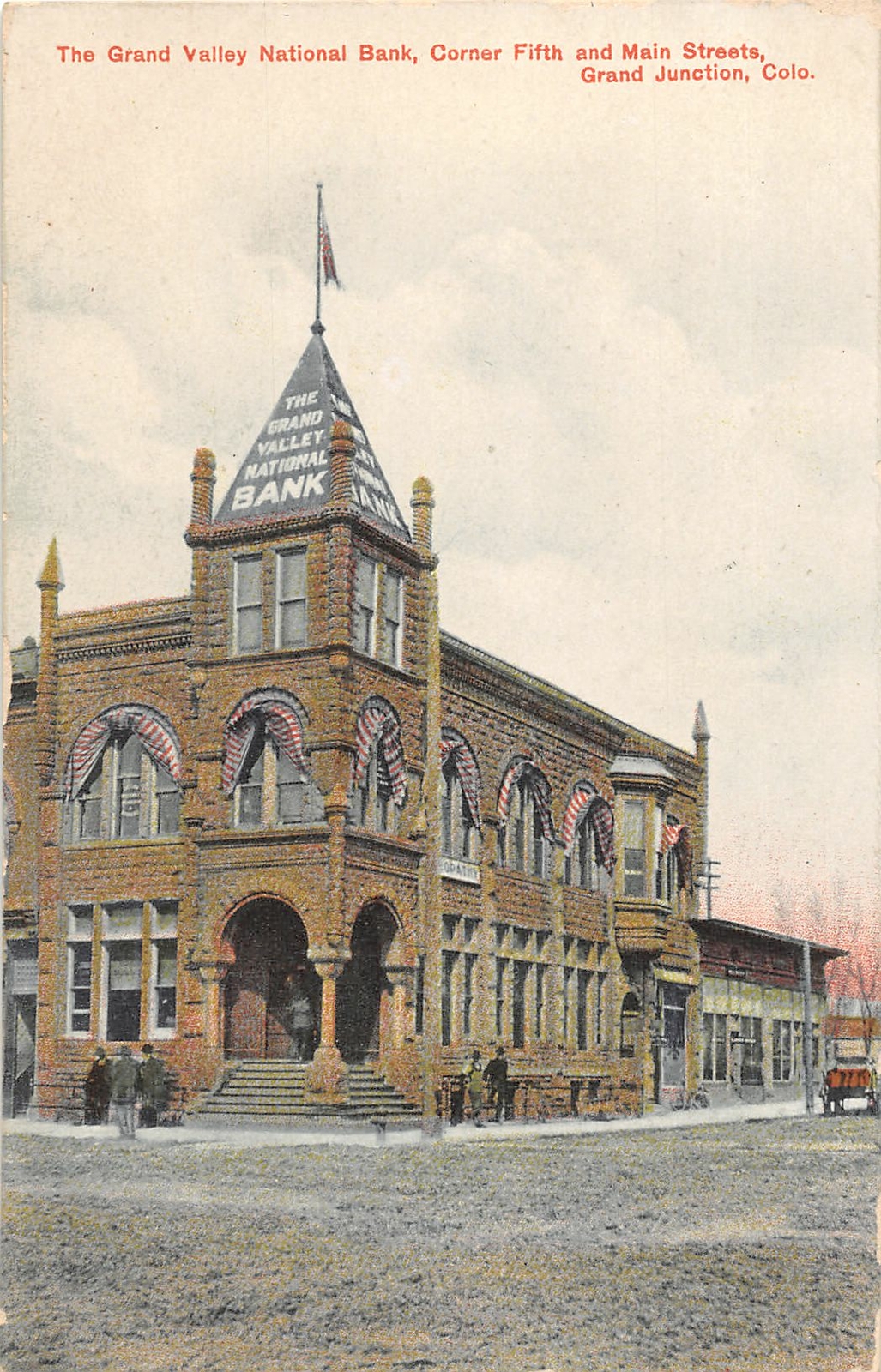 J17/ Grand Junction  Colorado Postcard c1910 Grand Valley Bank Main St 206