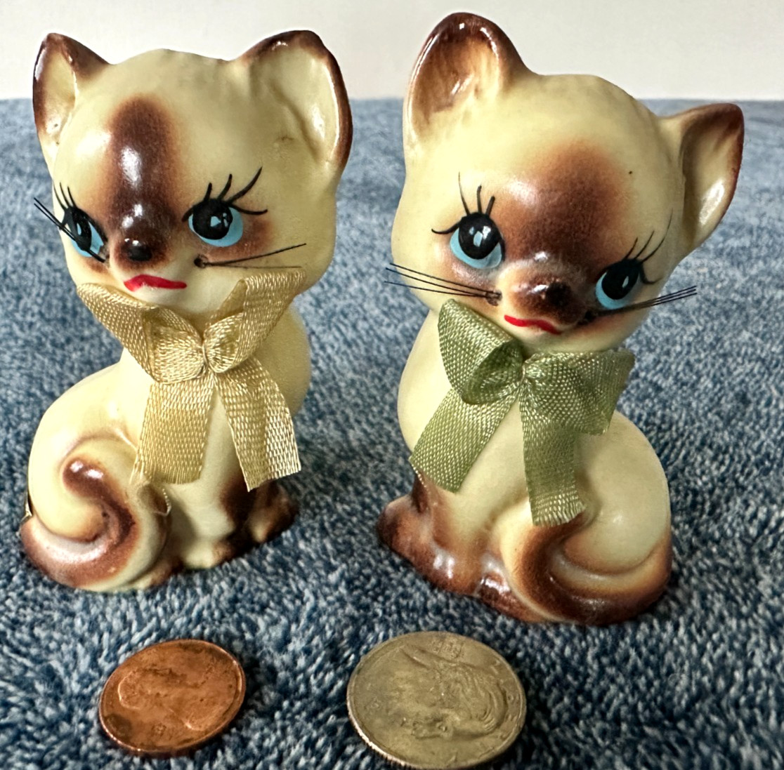 INARCO MCM Ceramic Siamese Kittens Salt + Pepper Shakers Set USA