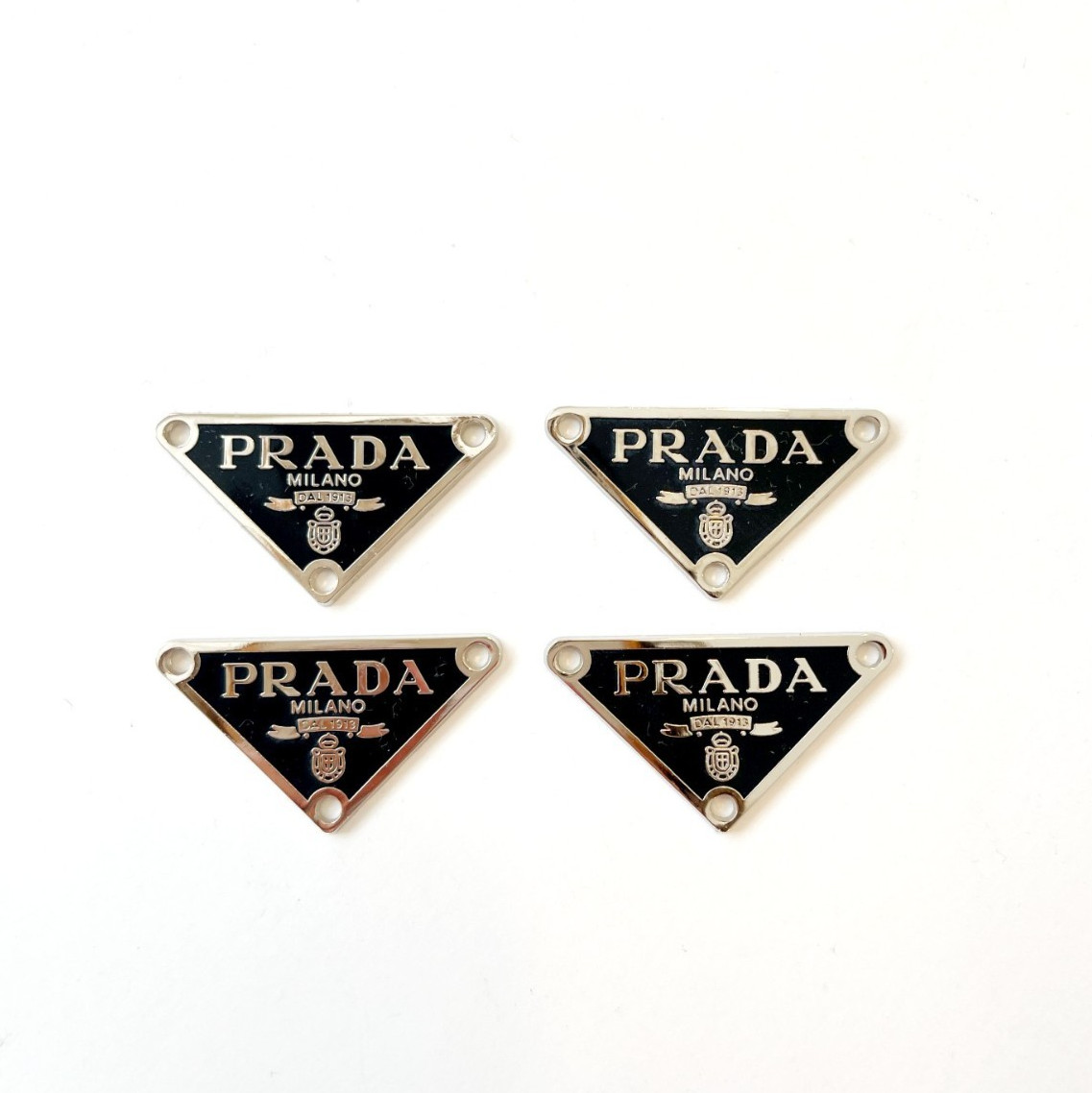 Designer Black Triangle Silver Logo Plate Set of 4