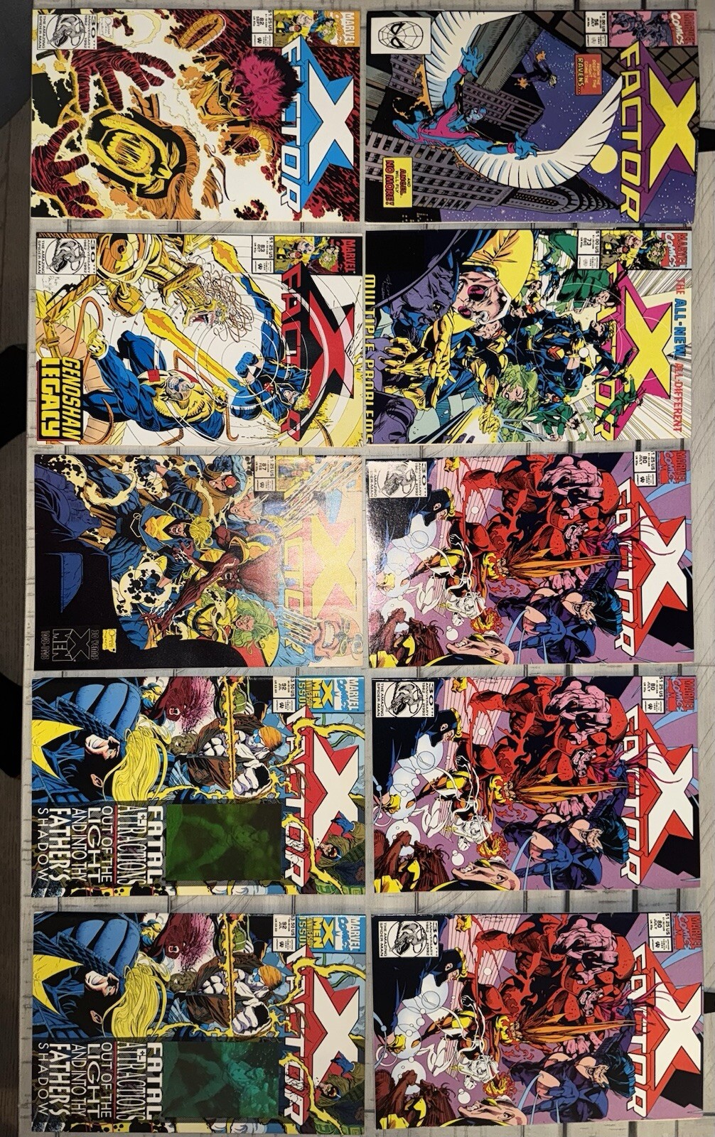 MARVEL X-FACTOR NM+ COMIC BOOK LOT 10 ISSUES #56 #73 #80(x3) #82 #83 #87 #92(x2)
