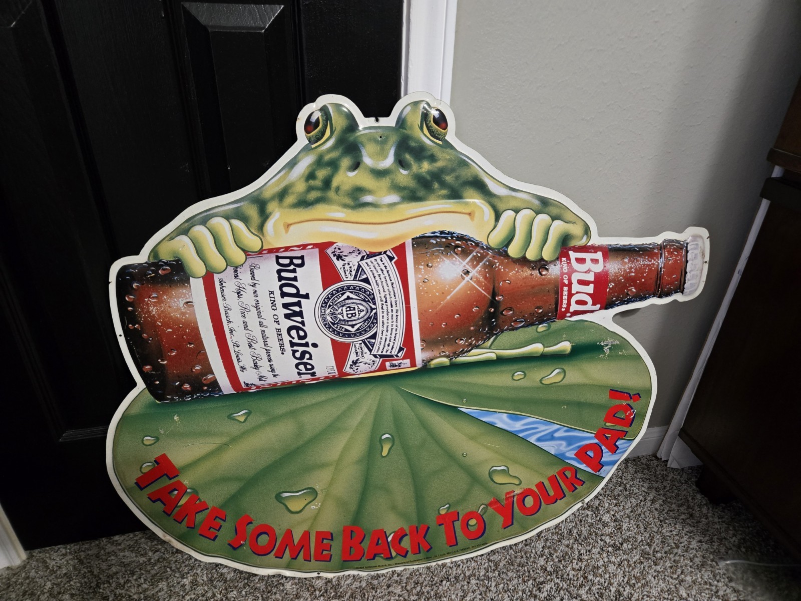 Vintage 1995 Budweiser With Frog On Lily Pad “Take Some Back To Your Pad” RARE