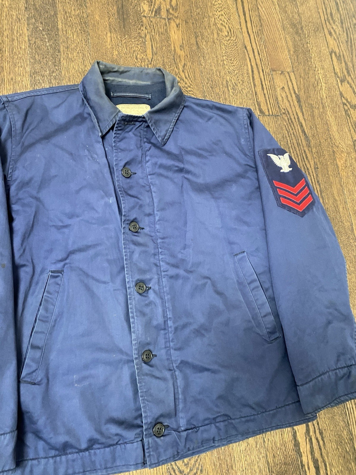 Vintage 50s Rare US Navy N-4 Navy Blue Deck Jacket Mens Sz 42R 1959 Patches 