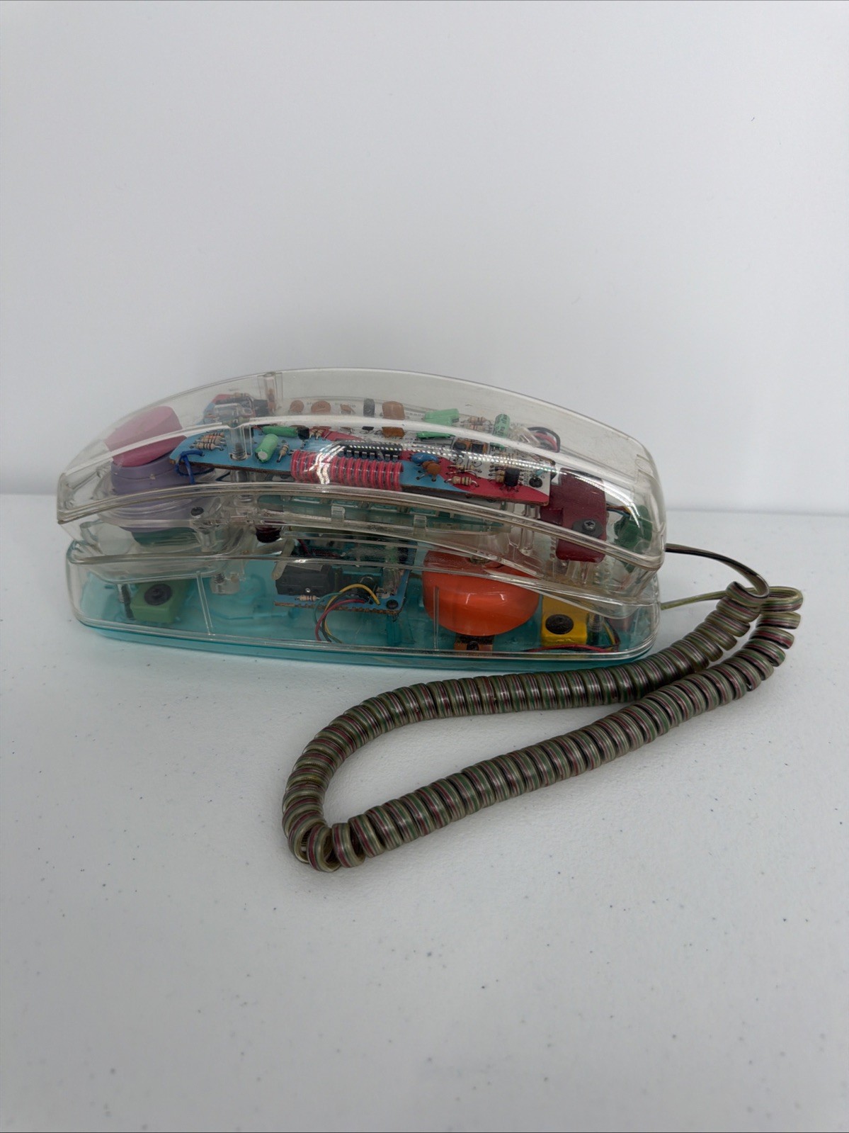 VTG 1980s Retro Clear Neon Blue Phone Works 2 Novelty See Thru Telephone