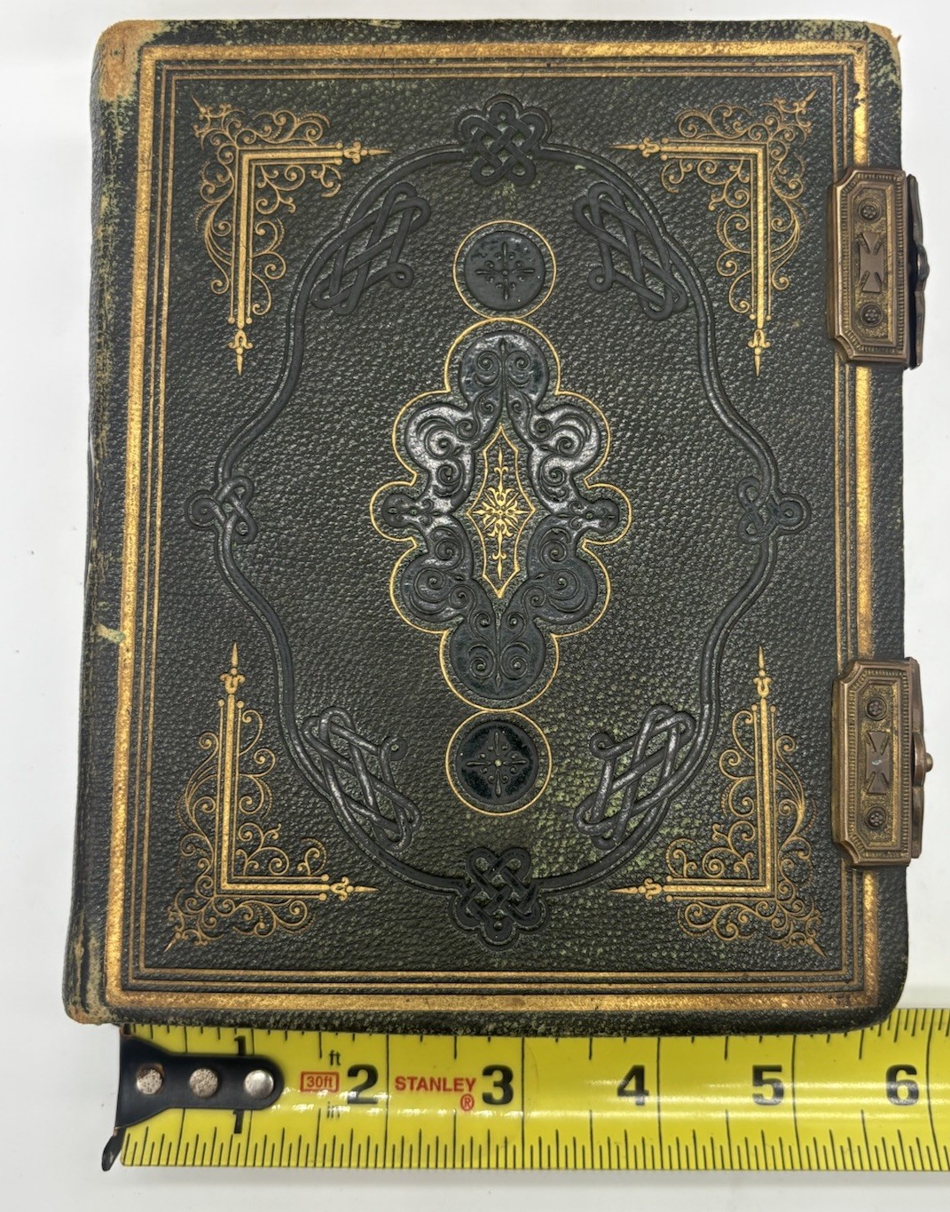 Vintage Victorian Photo Album With 15 Photos And A 2 Cent Stamp 6 X 6 3/4