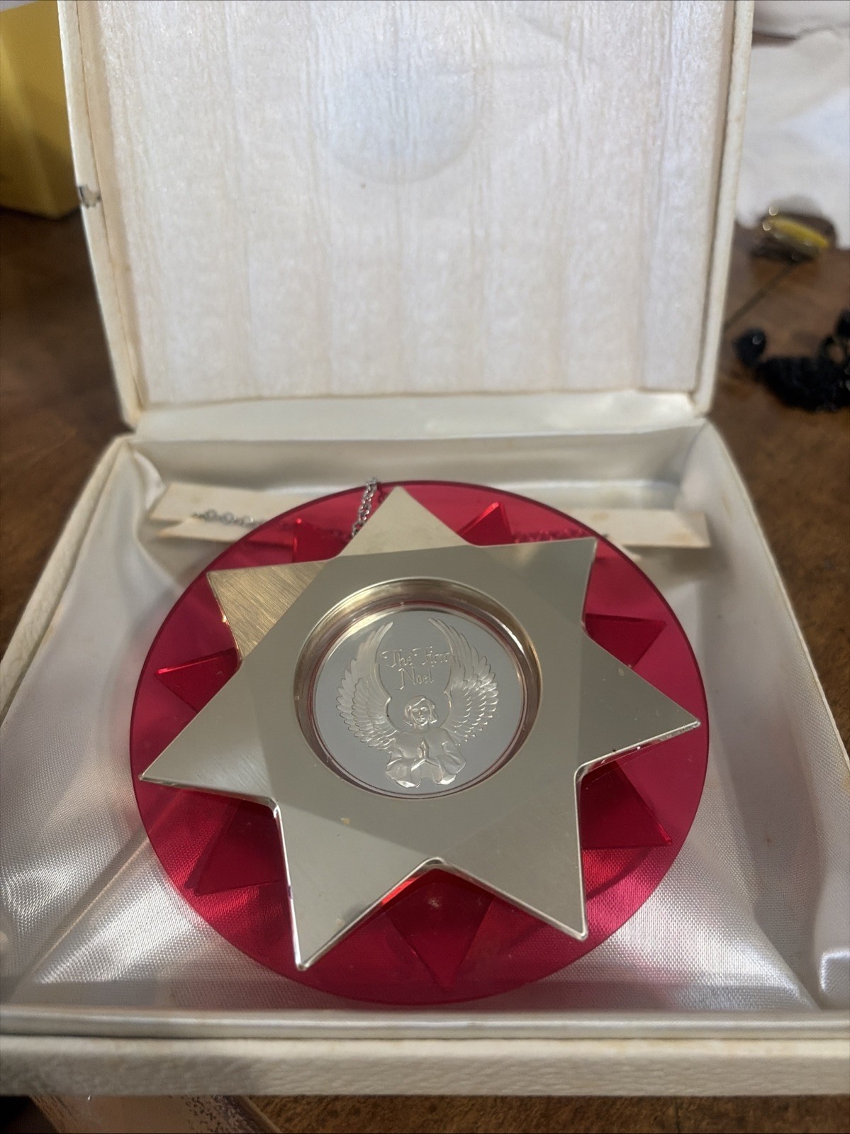 Vintage Sterling Silver 1972 Franklin Mint First Noel Christmas Ornament W Box