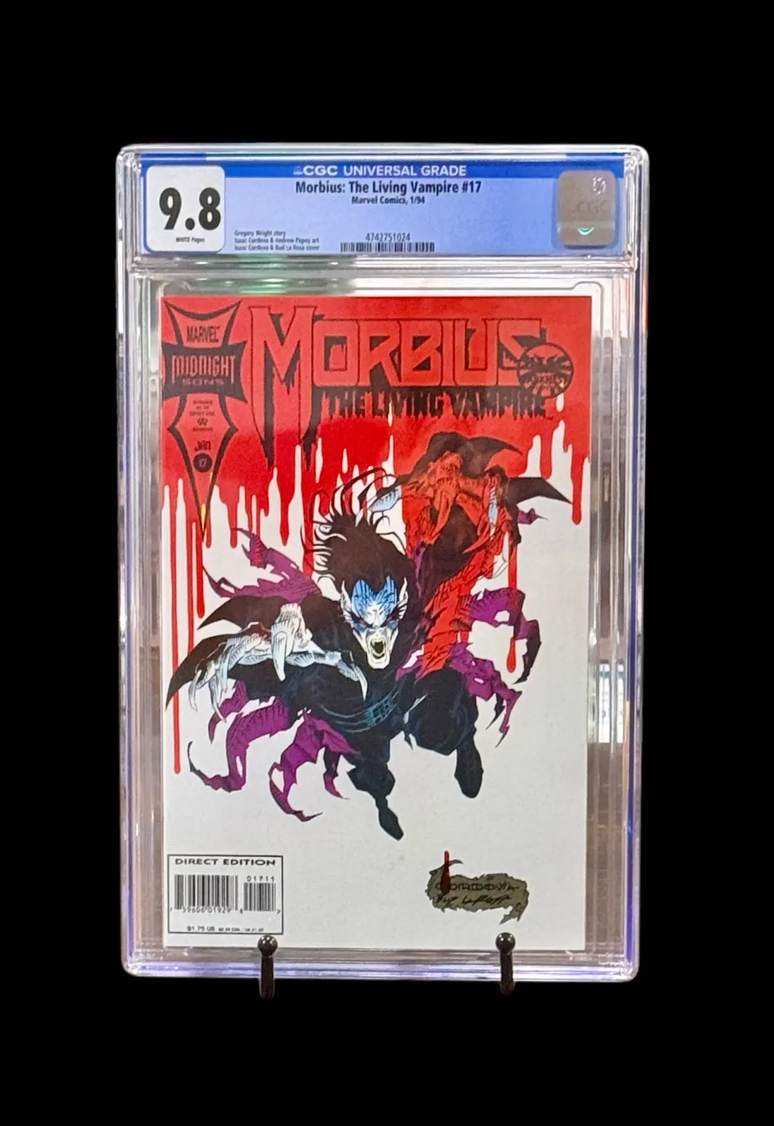 Marvel Morbius The Living Vampire 17 1994 Direct Edition CGC 9.8 White Pages