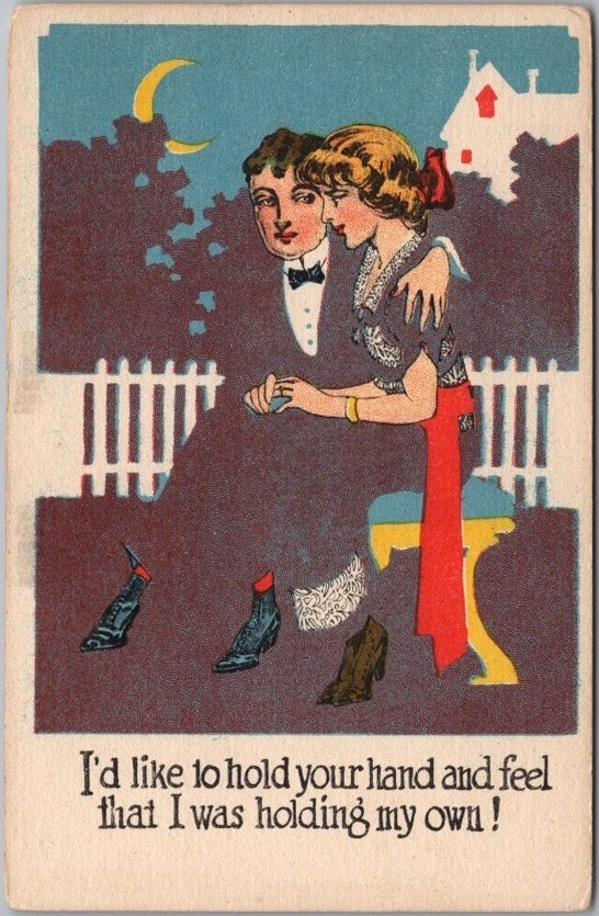 Vintage 1910s FADE-AWAY Romance Greetings Postcard \