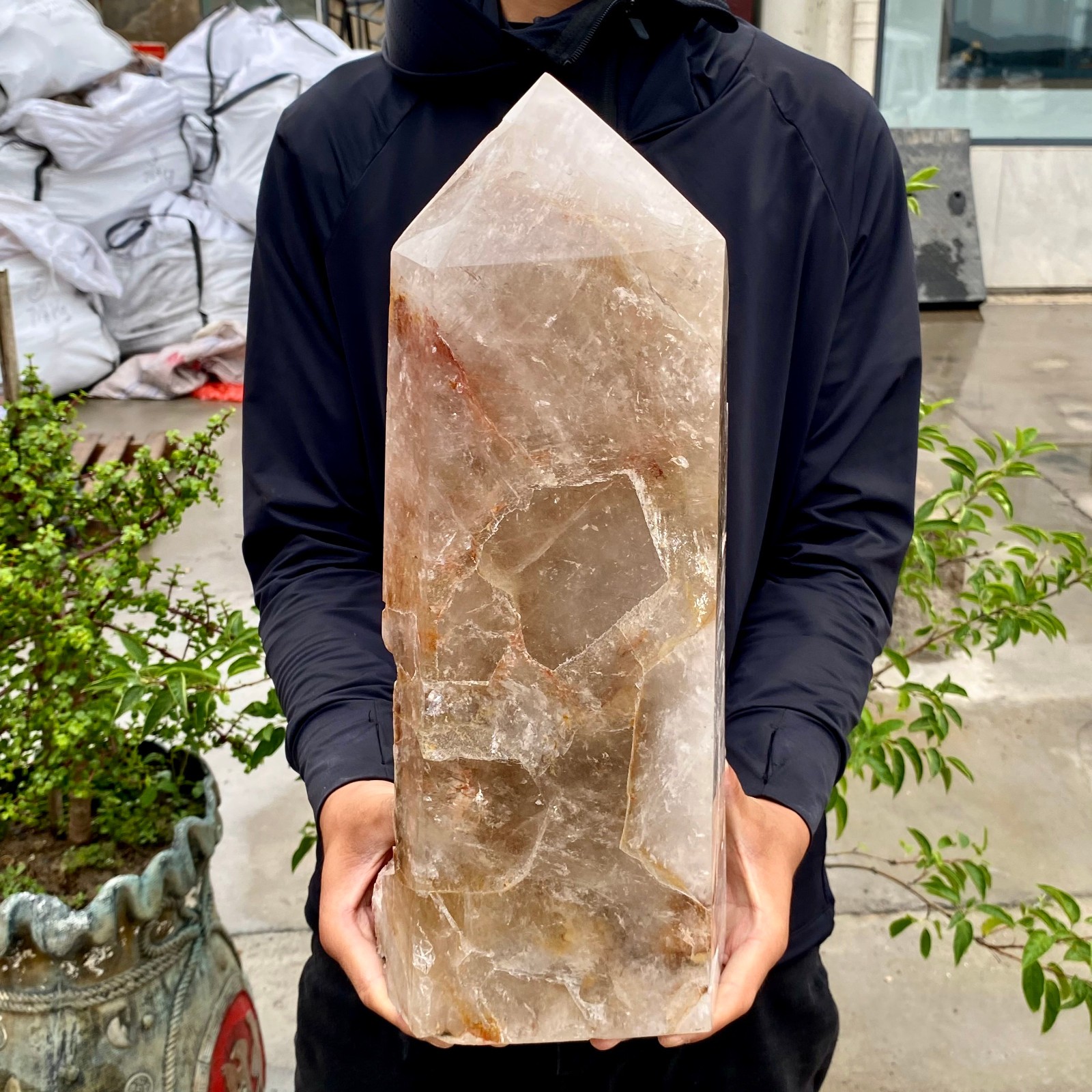 22.46LB Large Natural  Crystal Obelisk Quartz Energy Tower Point Reiki Heal