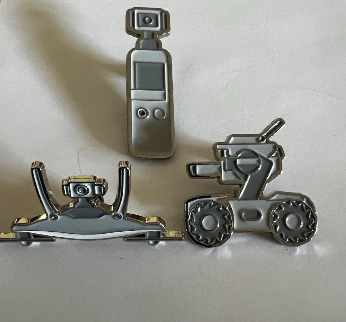 DJI Drone Enamel Pin Set of 3 Gray White Silver