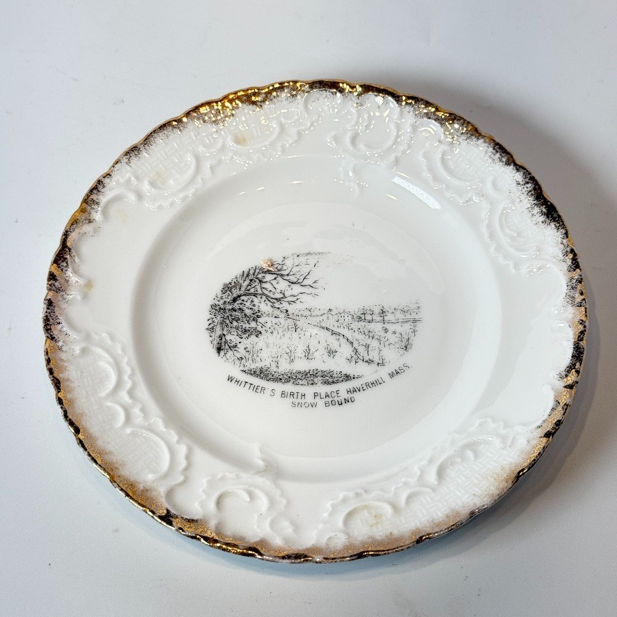 John Whittier - HAVERHILL MA Massachusetts Antique Souvenir China Dish TRINKET John Whittier - HAVERHILL MA Massachusetts Antique Souvenir China Dish TRINKET