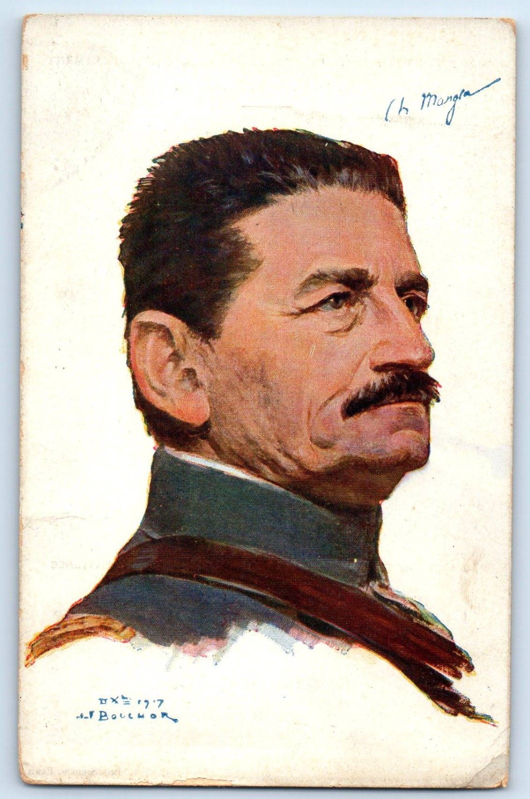 c1905 General Mangin Portrait Signed WWI Unposted Antique Postcard