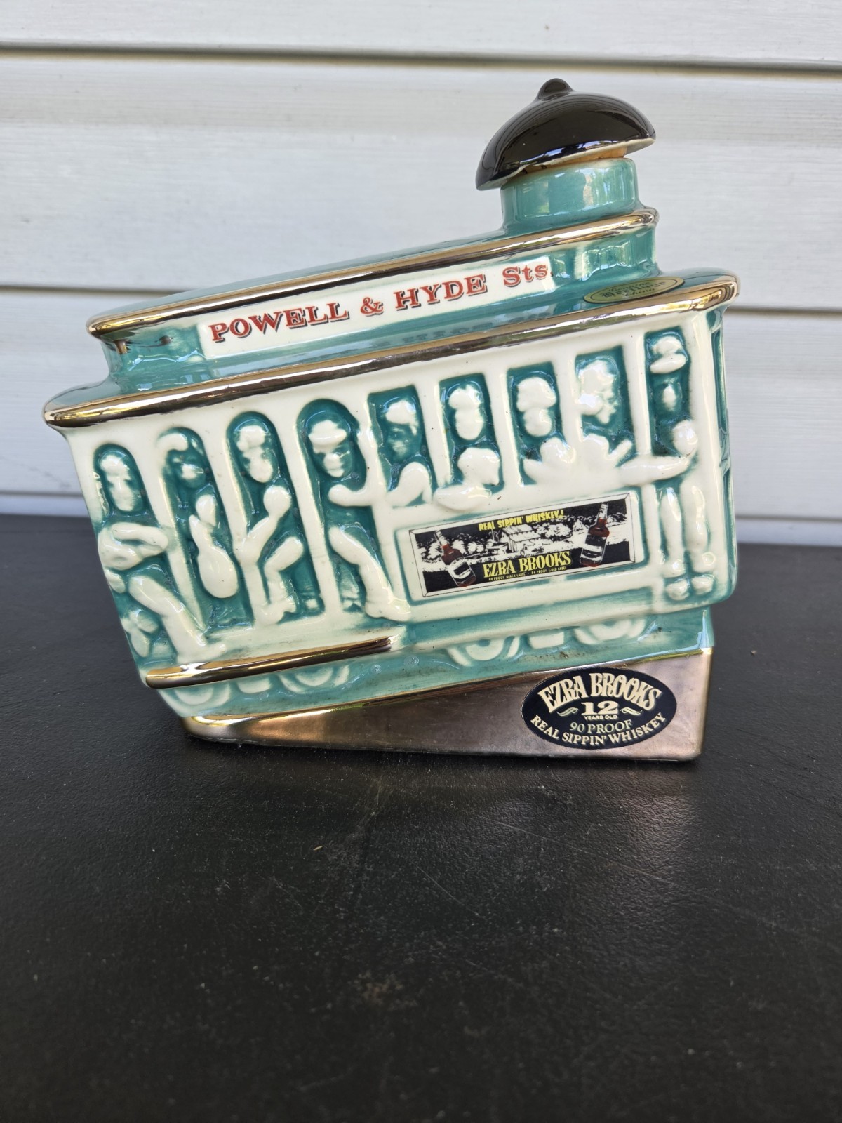 1968 Ezra Brooks Trolley Decanter Ceramic Teal Figure San Francisco SHIPS FREE 1968 Ezra Brooks Trolley Decanter Ceramic Teal Figure San Francisco SHIPS FREE