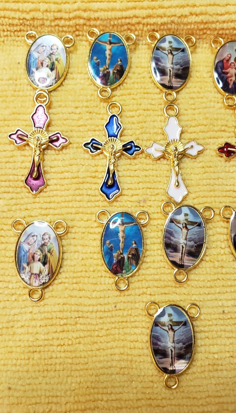 60PCS Rosary Making Kit Cross Center Medal Charms DIY Prayer Jewelry Craft USNew