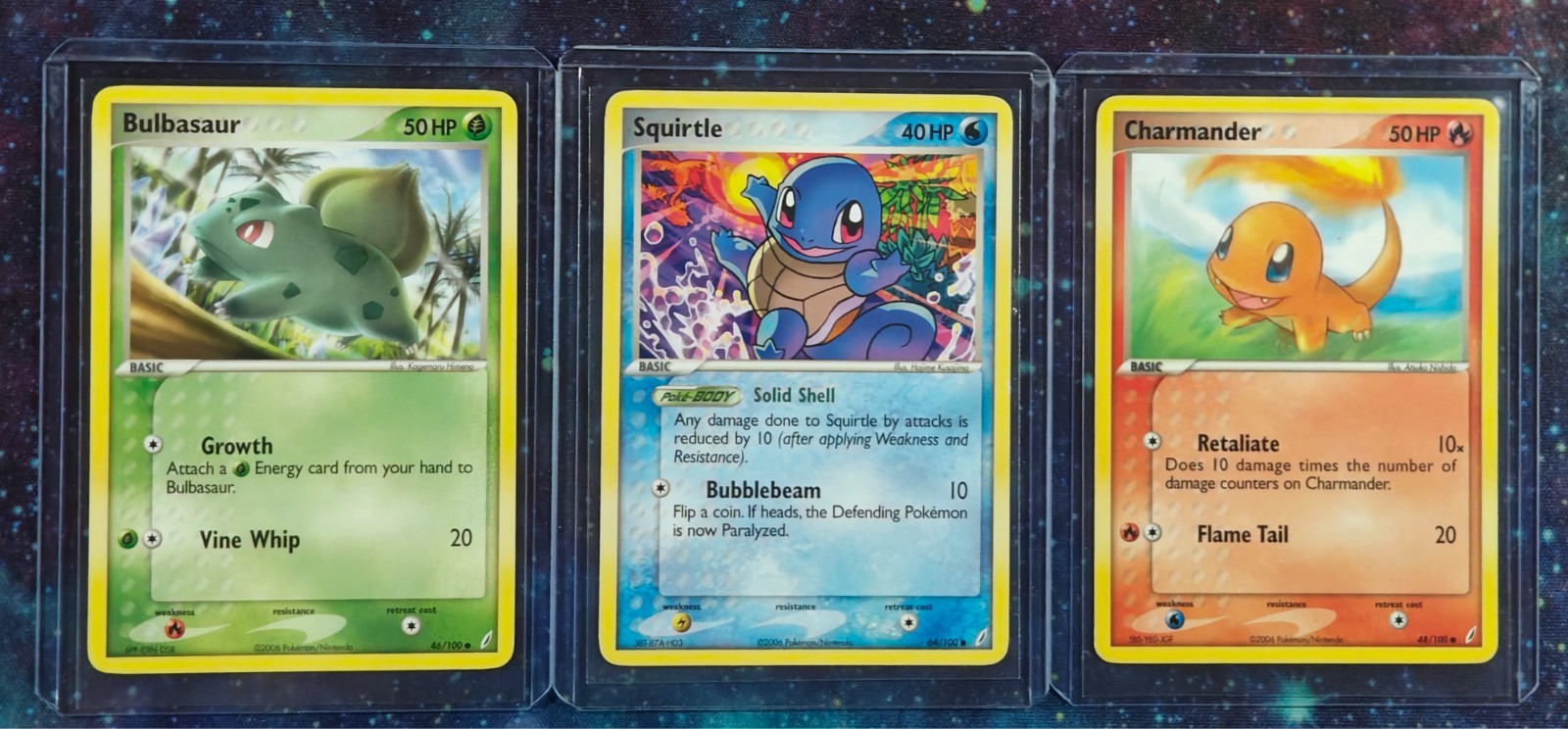 2006 Pokemon SQUIRTLE, CHARMANDER & BULBASAUR Crystal Guardians (3) Card Set