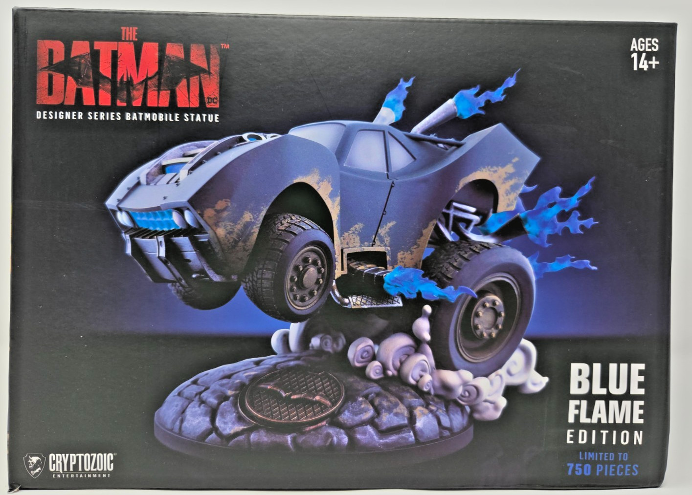 CRYPTOZOIC SEALED BATMAN DESIGNER SERIES BATMOBILE STATUE BLUE FLAME LIMITED 750