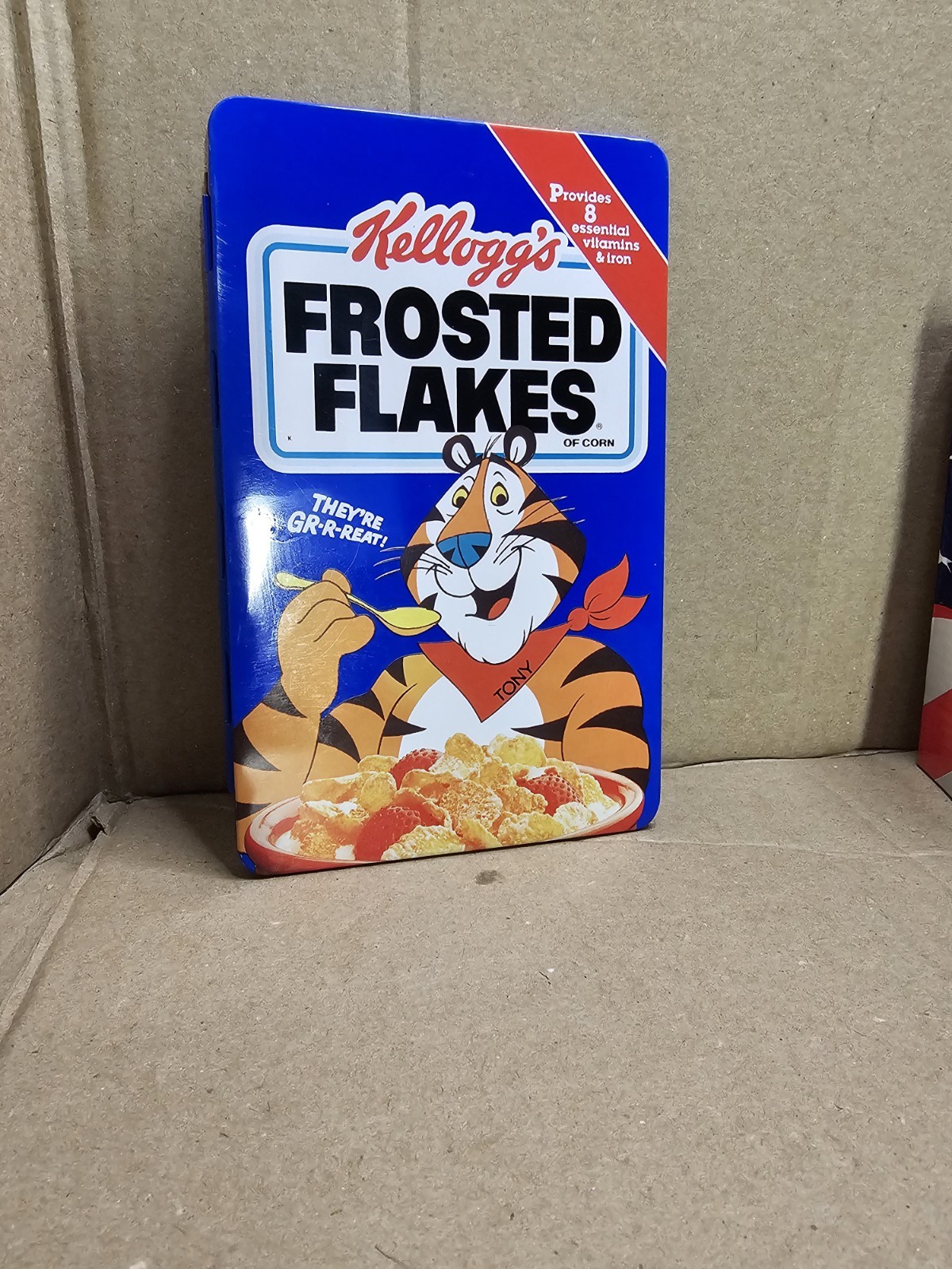 Vtg 1984 Kelloggs  Frosted Flakes  Tin Address & Phone Pad Tin Box 
