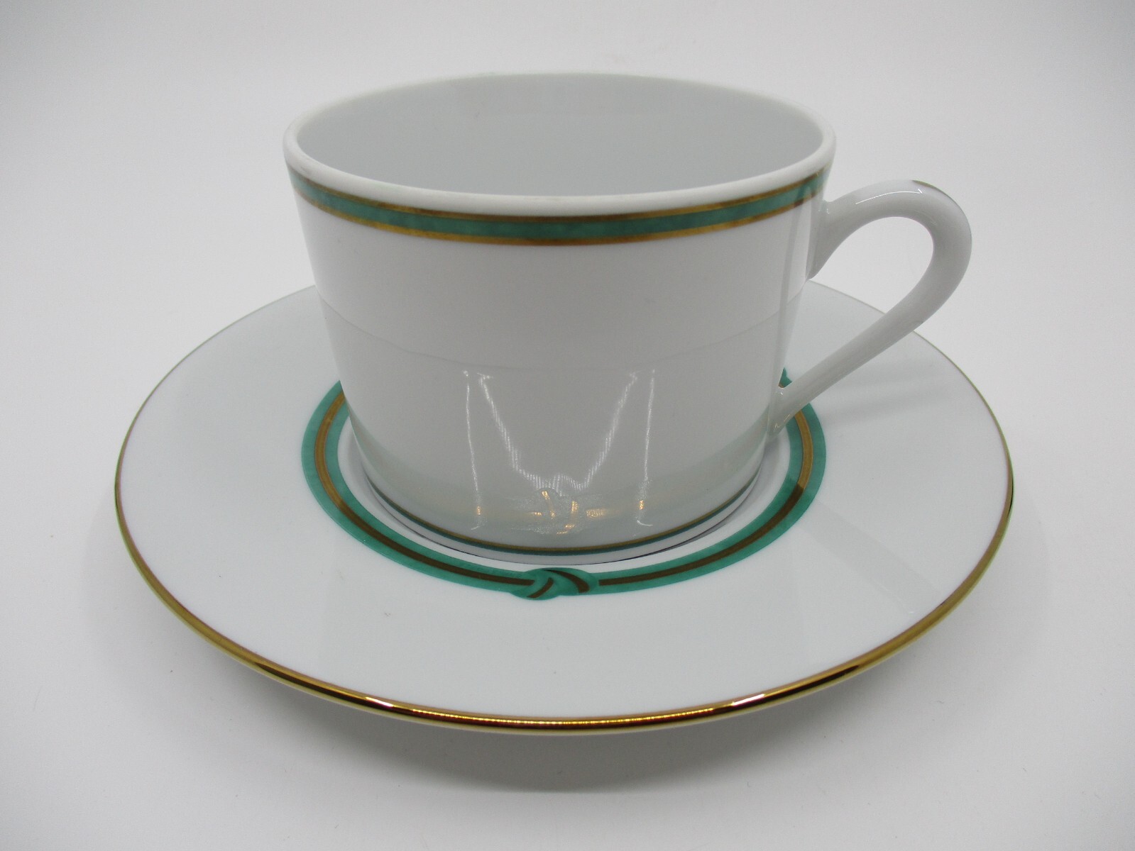 CHRISTOFLE RUBANEA VERT CUP & SAUCER - 2 1/4