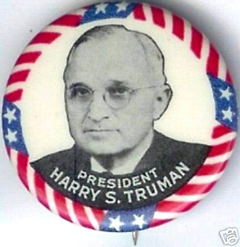 1948 HARRY S. TRUMAN campaign pin pinback button political president election